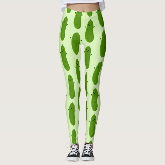 Leggings Caricature de cornichon joyeux (Devant)