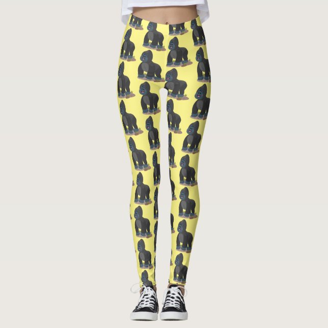 Leggings Caricature de gros gorilles joyeux (Devant)