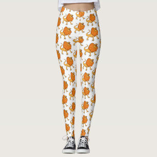 Leggings Caricature de lézard à col frisé orange