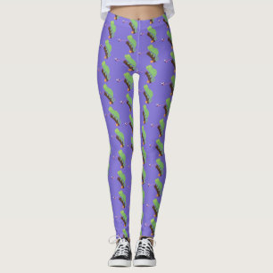 Leggings Caricature de lézard de caméléon vert joyeux