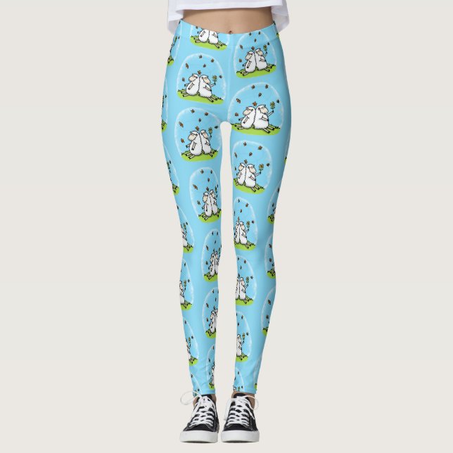 Leggings Caricature de moutons mignons amis et papillons (Devant)