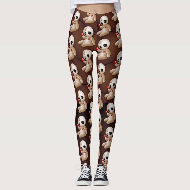 Leggings Caricature de poupée vaudou en amour (Devant)