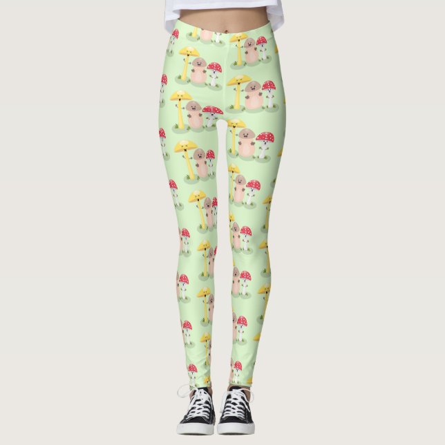 Leggings Caricature des champignons de champignons de cave  (Devant)