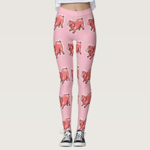 Leggings caricature drôle de cochon rose