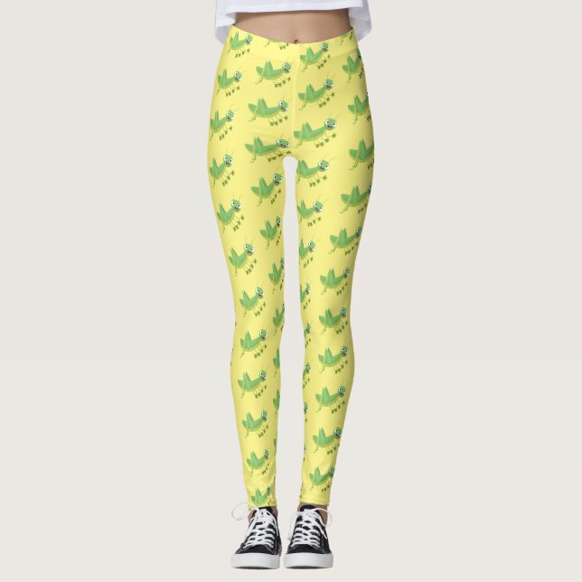Leggings Caricature d'une pâtisserie joyeux verte (Devant)