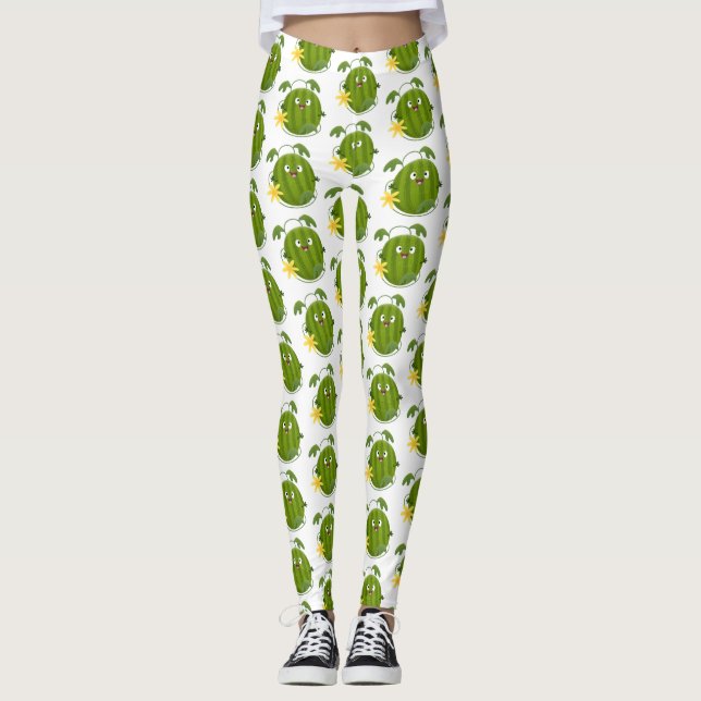 Leggings Caricature joli et souriant de pastèque (Devant)