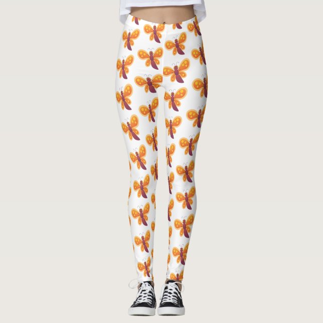 Leggings Caricature joli papillon orange (Devant)