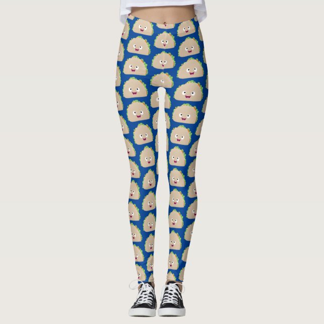 Leggings Caricature joli sourire taco dessin animé (Devant)