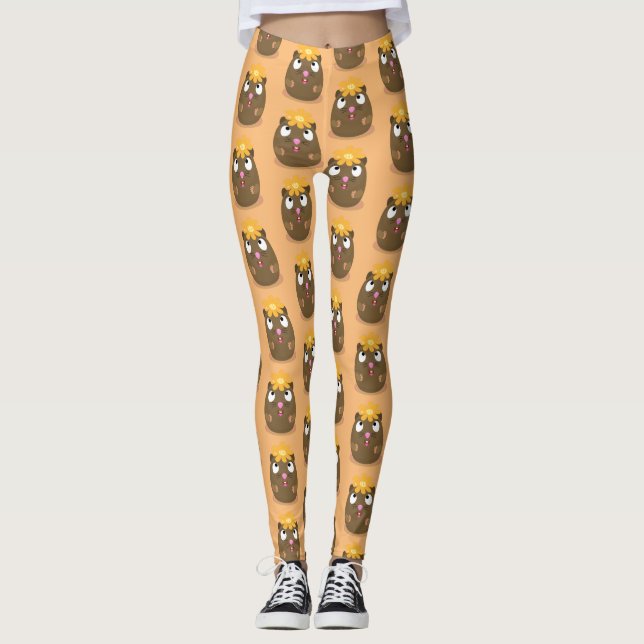 Leggings Caricature joyeuse de cobaye mignonne (Devant)
