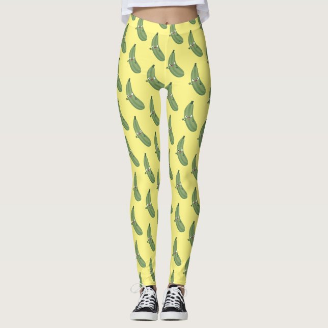 Leggings Caricature joyeux de courgettes mignonnes (Devant)