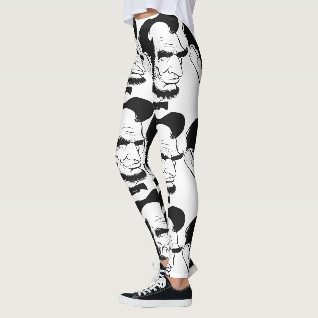 Leggings Caricature noire et blanche d'Abraham Lincoln (Gauche)
