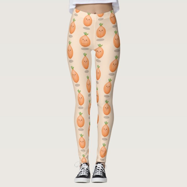 Leggings Caricature vert oignon brun joli (Devant)