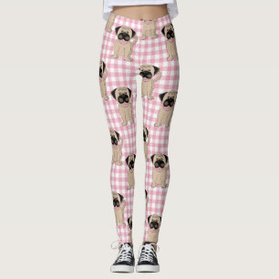 Leggings Carlins mignons sur les chèques roses