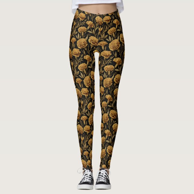 Leggings Carnation pétale dorée maternité mariage anniversa (Devant)