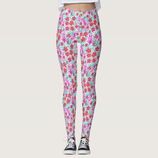 Leggings Carnations rouges (Devant)