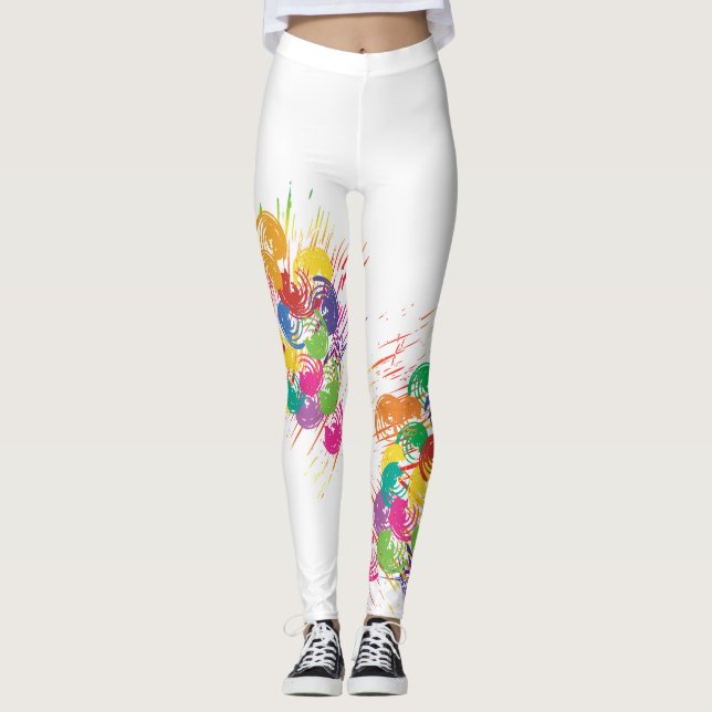 Leggings Carnaval Abstrait Couleurs Vives Taches de Peintur (Devant)