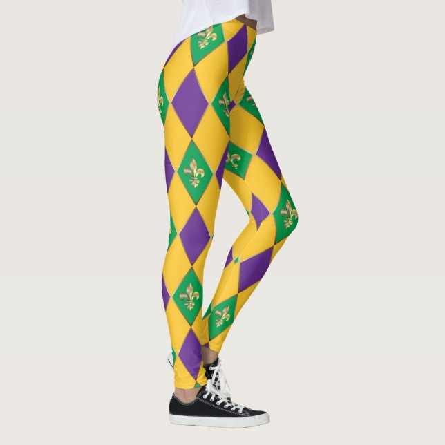 Leggings Carnaval de Mardi Gras Fleur de Lis Diamond Harleq (Droite)