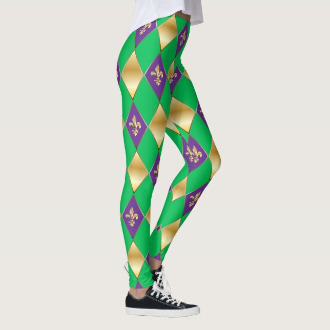 Leggings Carnaval de Mardi Gras Fleur de Lis Diamond Harleq (Droite)
