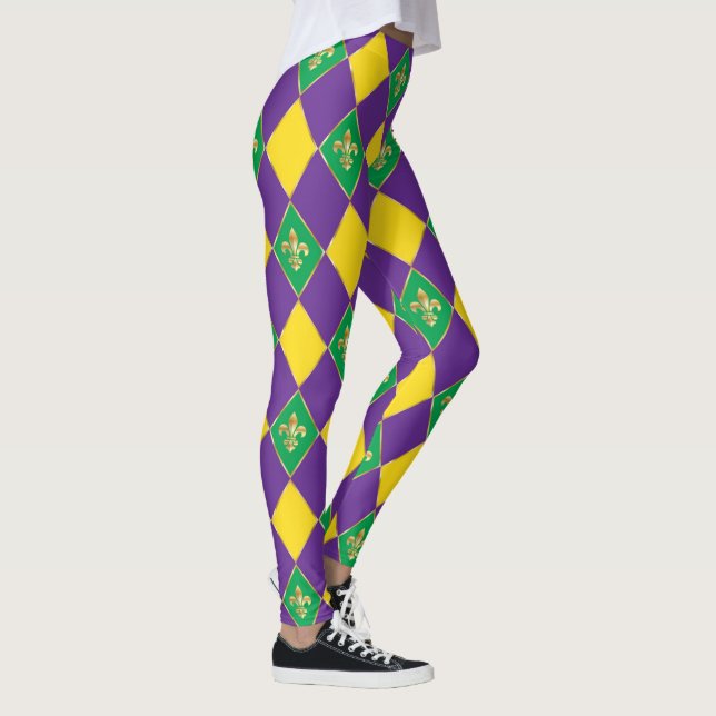 Leggings Carnaval de Mardi Gras Fleur de Lis Diamond Harleq (Droite)