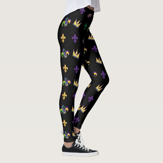 Leggings Carnaval de Mardi Gras Fleur de Lis Diamond Harleq (Droite)