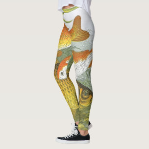 Leggings Carpe Koï Poisson Rouge, Vieille Marine Vie Aquati