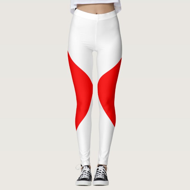 Leggings Carré à damiers blanc rouge uniforme (Devant)
