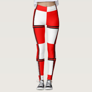 Leggings Carré à damiers blanc rouge uniforme