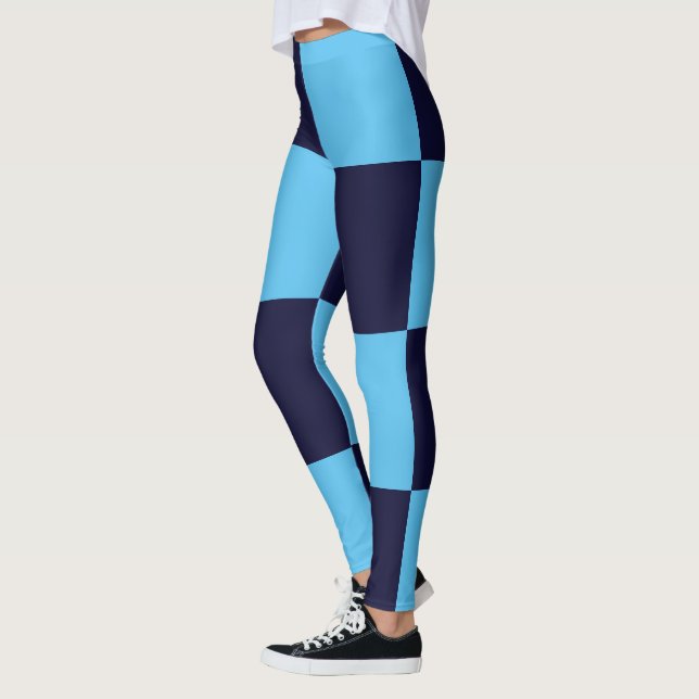 Leggings Carré bleu clair et bleu foncé motif continu (Gauche)
