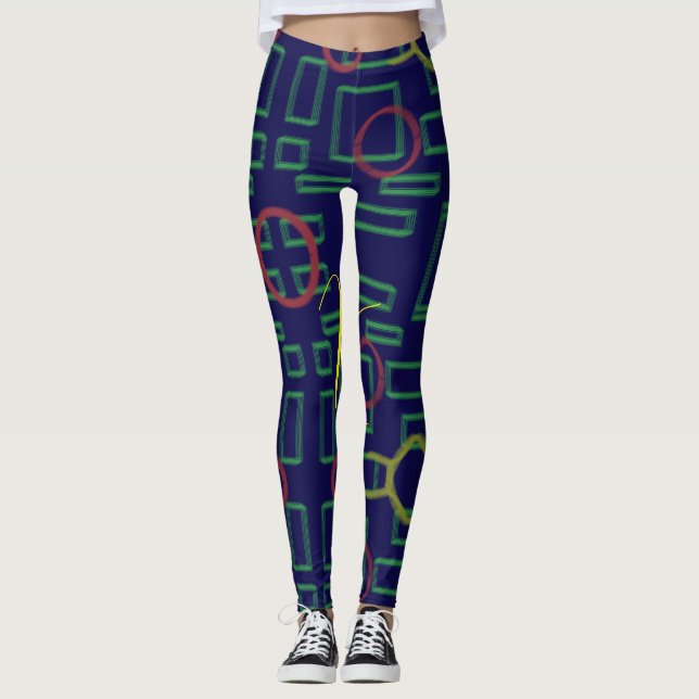 Leggings Carré bleu géométrique (Devant)
