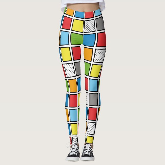 Leggings Carré du style de bande dessinée (Devant)