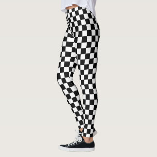 Leggings Carré noir et blanc À damiers Motif