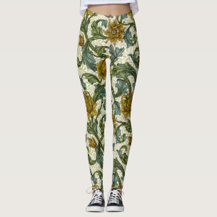 Leggings Carreau d'art floral à tige unique de William Morr