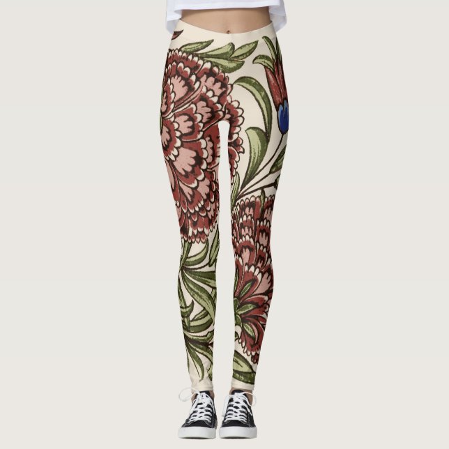 Leggings Carreau de fleur d'œillet Art antique rustique De  (Devant)