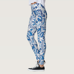 Leggings Carreaux bleu portugais