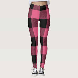 Leggings Carreaux Buffalo Rose et Noir