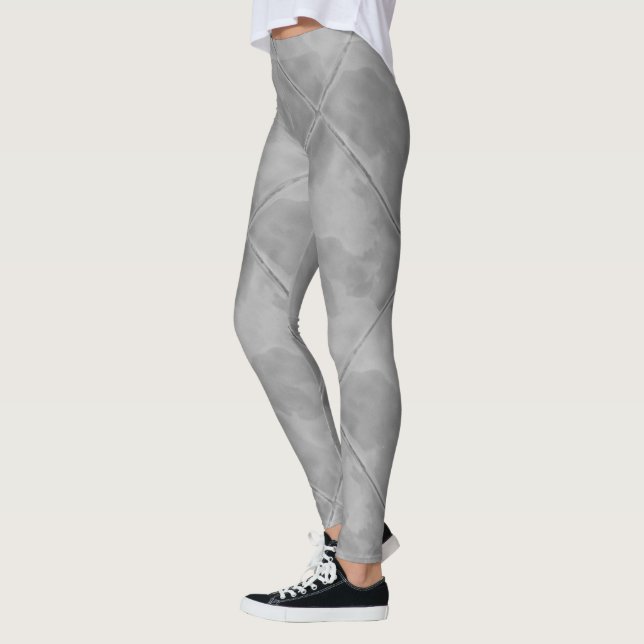 Leggings Carreaux de céramique Checkered gris simples (Gauche)