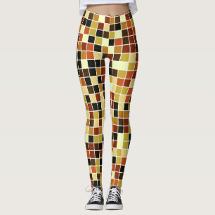 Leggings Carreaux de piscine, Carreaux de mosaïque Brown, M