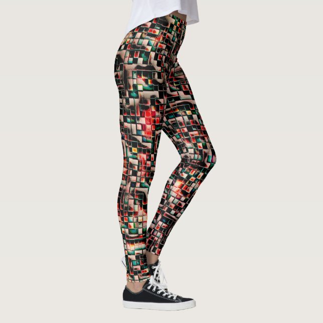 Leggings Carreaux foncés de style brut texturé, carrés en m (Droite)