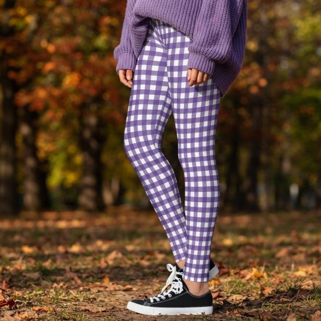 Leggings Carreaux Gingham Violet et Blanc (Créateur téléchargé)