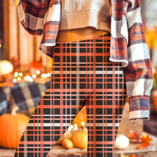 Leggings Carreaux gras rose, orange et noir d'automne