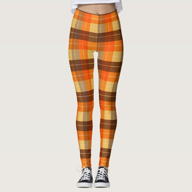 Leggings Carreaux Inspirés de l'Automne  (Devant)