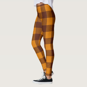 Leggings Carreaux orange et rouge foncé