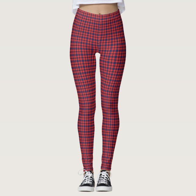 Leggings Carreaux Rouges et Bleus (Devant)