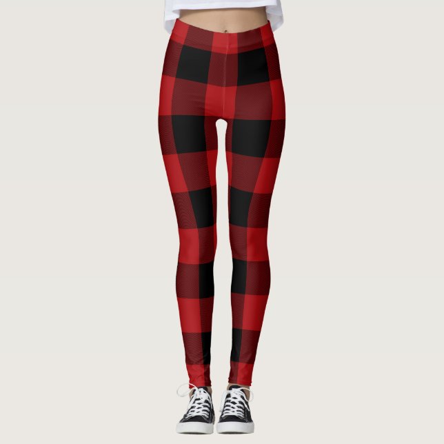 Leggings Carreaux Vichy Rouge Noir Buffalo (Devant)