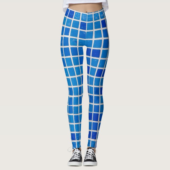 Leggings Carrelage bleu (Devant)
