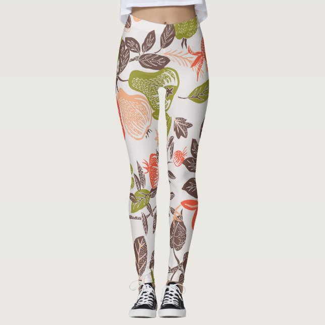 Leggings Carrelage décoratif aux fruits d'automne. (Devant)