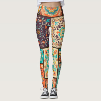 Leggings Carrelage en patchwork coloré : Motifs islamiques.