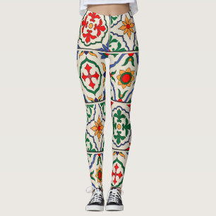 Leggings Carrelage marocain : Motif coloré sans couture.
