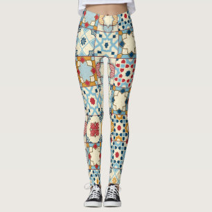 Leggings Carrelage marocain, motif sans couture colorée.