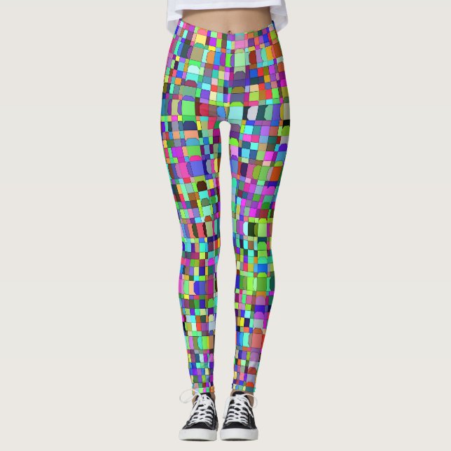 Leggings Carrés Abstraits Formes Motif multicolore (Devant)